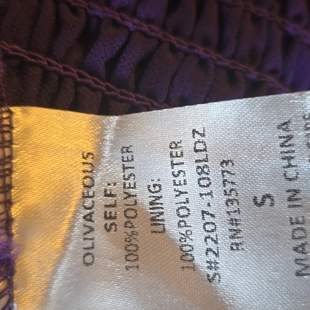 Olivaceous-Purple crinkled high neck fitted ruffled bottom  dress Size S NWT - Picture 8 of 11